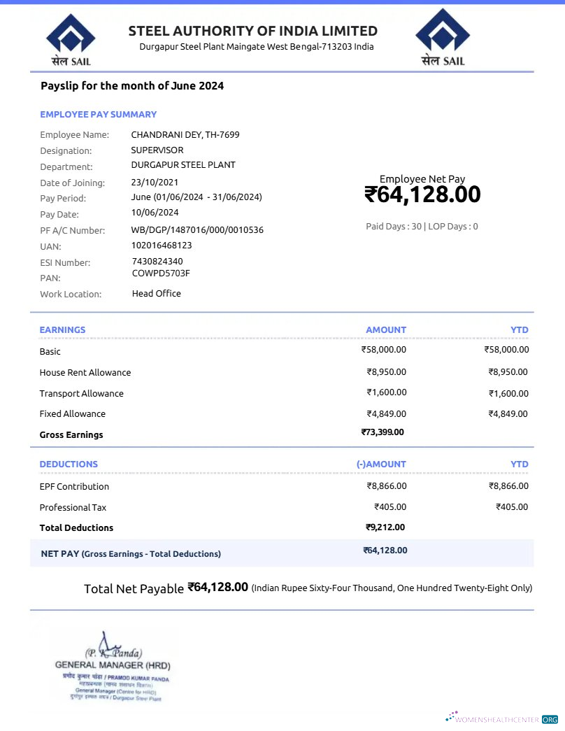 Download Steel Authority of India payslip template in Word and PDF formats.pdf, 1 Photoshop template